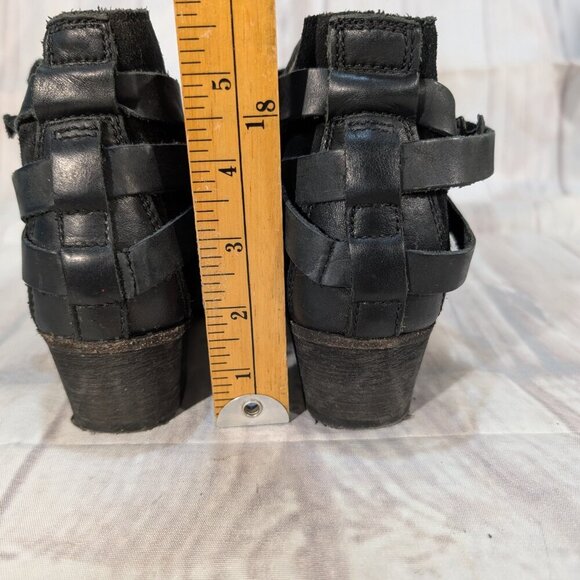 H by Hudson Horrigan Black Leather Double Buckle Ankle Booties Size 37 - Picture 12 of 15